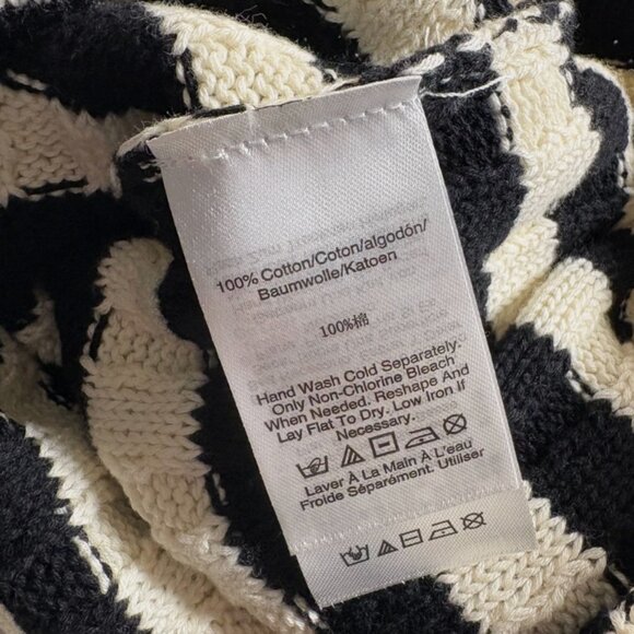 DKNY Jeans Petite Womens Medium Ribbed Sweater Tank Top Black/Cream Cotton KnitK - Picture 9 of 9